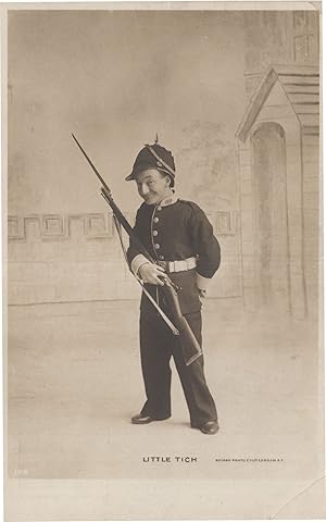 Little Tich Dwarf In Military Play Theatre Old Postcard