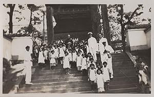 Japanese Military Sailor PO's Outing To Unzen School RPC Postcard
