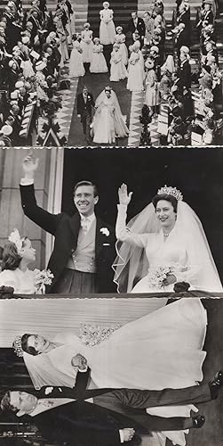Princess Margaret Royal Wedding 3x Vintage Real Photo Postcard s