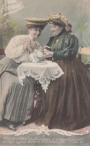 Your Fortune Romany Gypsy Tea Leaves ESP Occult Old Rare Postcard