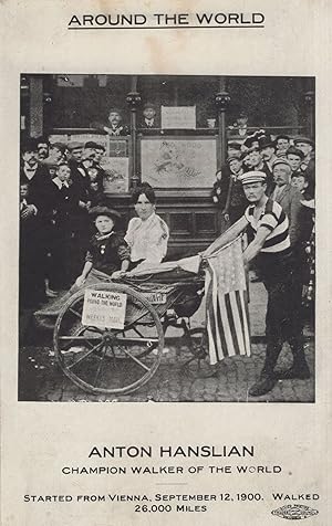 Anton Haslian Vienna Italian Walk Around The World Record Breaker Postcard