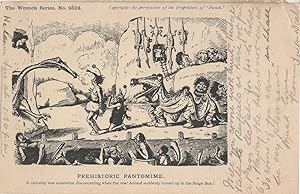 Dinosaur Prehistoric Theatre Pantomime Painting Antique Postcard