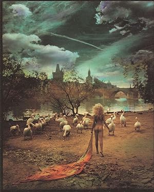 Risque Pagan Lady With Birds Gothic River Jan Saudek Photo Postcard