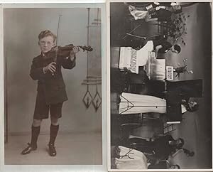 Phyllis Lake Violinist Live In Concert Boy Violin Player 2x RPC Postcard s