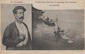 W Westlake Record Breaking Crossing River Channel On Plank Old Postcard