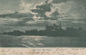 NY Buffalo Windmill Point The Flats Lake Erie Moonlight USA Old Postcard