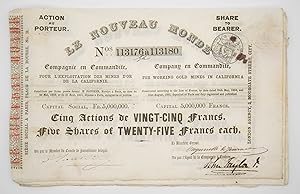 Le Nouveau Monde, collection of 9 shares certificates
