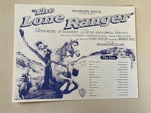 The Lone Ranger Reproduction Synopsis Sheet 1956 Clayton Moore