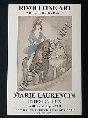 AFFICHE-MARIE LAURENCIN-LITHOGRAPHIES-DU 10 MAI AU 15 JUIN 1988-RIVOLI FINE ART