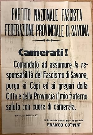 Manifesto Partito Nazionale Fascista Savona Anno IX