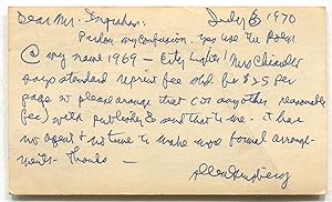 Autograph Post card Signed by Allen Ginsberg