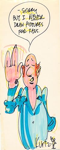 Kurtzman Colorful Self Portrait Sketch and Letter Signed