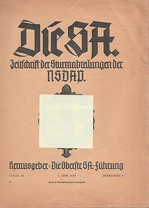 Die SA. Folge 20 / 7. Juni 1940 / 1. Jahrgang. Zeitschrift der Sturmabteilungen der NSDAP.