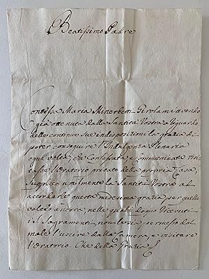 Manuscript Letter to Pope Benedict XIV Requesting Private Communion for a Parishioner of Cardinal...