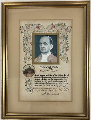 POPE PAUL VI (MONTINI) SIGNED AND INSCRIBED ASSEMBLAGE