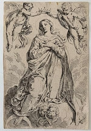 Virgin Crowned by Two Angels Etching