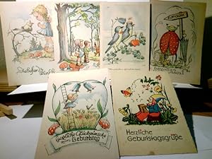 Nostalgie / Vintage. Die besten Wünsche zum Geburtstag. Konvolut 6 x Alte Ansichtskarte Postkarte...
