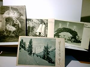 Nostalgie / Vintage. Gesegnete Weihnachten !. Konvolut 4 x Alte Ansichtskarte Postkarte s/w, gel....