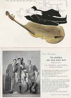 Die 3 Travellers German Foxtrot Band Song 2x Music Postcard s