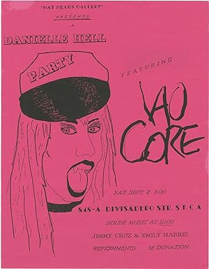 'Hat Heads Gallery' Presents a Danielle Hell Party featuring Iao Core (Original flyer for the 198...