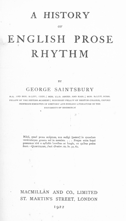 A History of English Prose Rhythm.