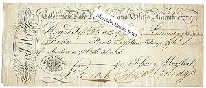 1813 receipt for John Mortlock, Colebrook Dale Porcelain and Glass Manufactory (Colebrookdale)