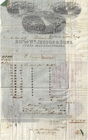 1875 - An impressive invoice from the preeminent English steelworks to a Philadelphia bed and fur...