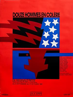 1987 Original Vintage Theatre Poster - "Twelve Angry Men" (Douze Hommes en Colère) - With Duceppe...