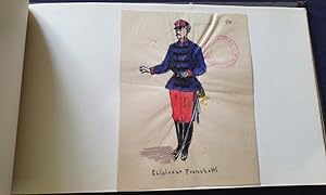 Album de 25 aquarelles originales - Alfred Albert - Costumes des Francs-Tireurs et des Volontaire...
