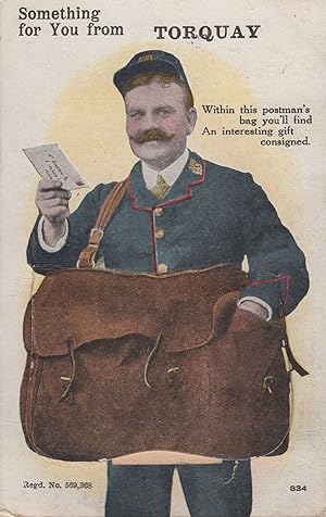Torquay Devon Old Postman Uniform Sack Mailing Novelty Rare Postcard