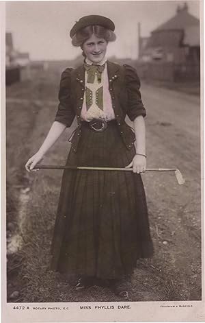 Phyllis Dare Edwardian Actress RARE Golf Course Golfer Postcard