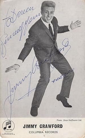 Jimmy Crawford 1960s Pop Singer Hand Signed Fan Club Photo