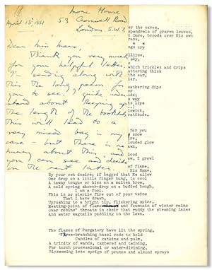 [Autograph Letter, Signed, with Typed Manuscript Poem:] ELEGY FOR TWO DEAD POETS