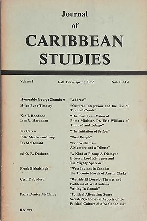 Journal Of Caribbean Studies Volume 5, Nos. 1 & 2, Fall 1985/ Spring 1986