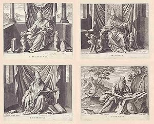4 Original Kupferstiche um 1590. Die vier Kirchenväter.