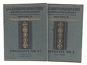 IG Farbenindustrie AG, Pharmazeutische Abteilung, Hoechst a. Main: Preisliste Nr 4, Juli 1927 und...