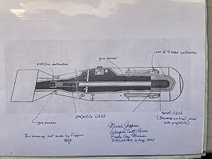Diagram of the Hiroshima Atomic Bomb with handwritten explanation of its components by the Weapon...