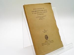 Specimens of Shakespeariana in the Bodleian Library