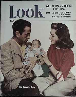 Look Magazine June 7. 1949 Humphrey Bogart, Lauren Bacall and Son