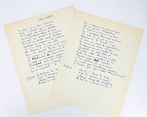 Ensemble complet du manuscrit et du tapuscrit de la chanson de Boris Vian intitulée "Une vocation"