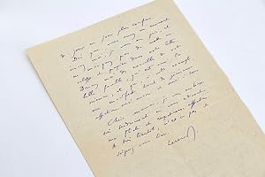 ". le colis de jeudi dernier était comme à l'ordinaire magnifique."  Emouvante lettre autographe...
