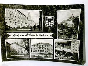 Löbau. Sachsen. Alte Ansichtskarte / Postkarte s/w, gel. 1964. 4 Ansichten : Inneres Zittauerstr....