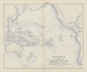 Oceania or Islands in the Pacific Ocean on Mercators Projection comprising Polynesia, Malaysia an...