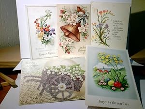 Vintage / Nostalgie. Frohe Ostern. Konvolut. 5 x Alte Ansichtskarte / Postkarte farbig, gel. von ...