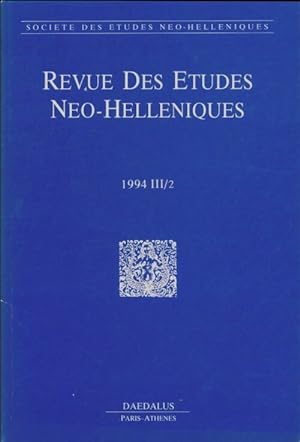 Revue des  tudes n o-hell nistiques 19947 Iii/2 - Collectif