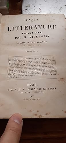 cours de littérature française au XVIIIe siècle tome 3 et 4