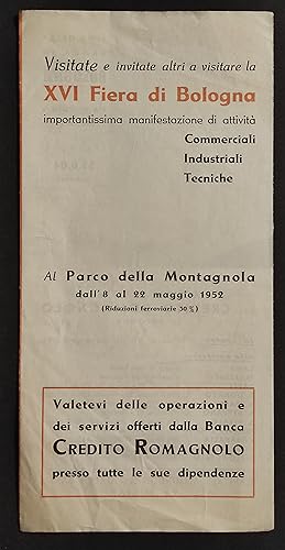 Depliant XVI Fiera Bologna - Parco Montagnola - 1952