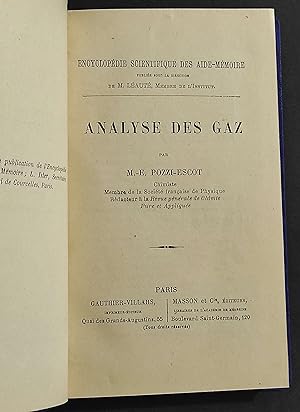 Analyse Des Gaz - M. E. Pozzi-Escot - Ed. Masson -