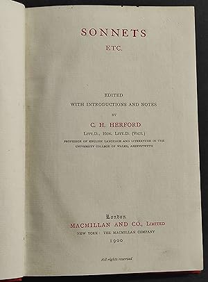 Shakespeare Sonnet Etc. - C. H. Herford - Ed. Macmillan - 1900