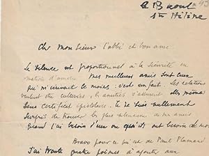 A wonderful signed autograph letter from Max Jacob to Maurice Morel (l'abbé Morel), with a moving...